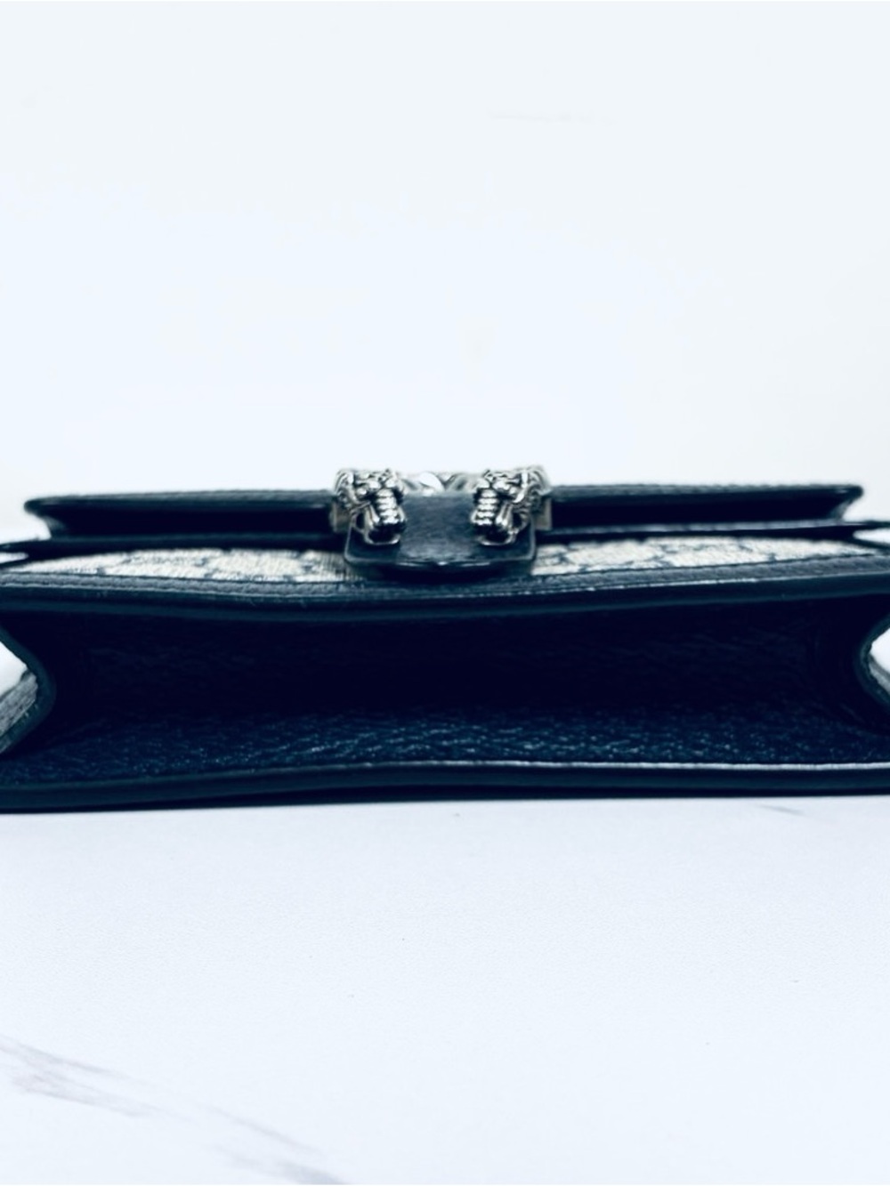 Gucci GG Supreme Dark Blue Leather Trim Dionysus Crossbody - Picture 7 of 8